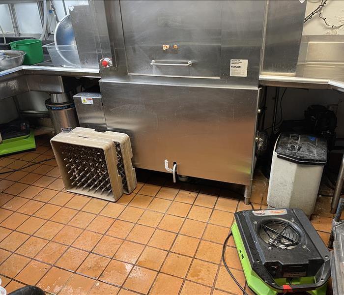 Water damage in commercial kitchen